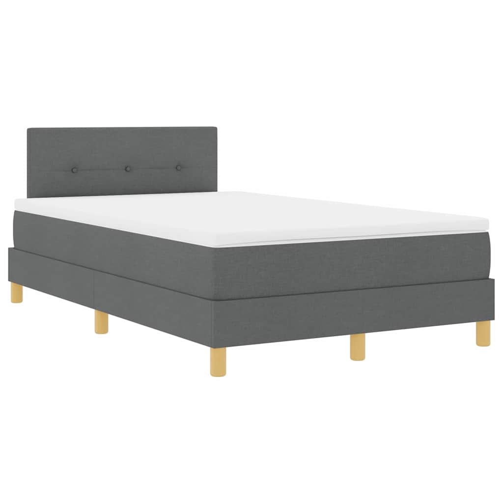 Lit à ressort LED avec bandes LED Gris foncé 120 x 200 cm tissu