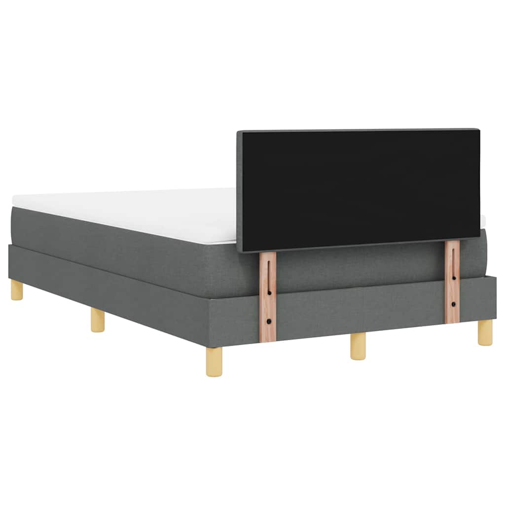 Lit à ressort LED avec bandes LED Gris foncé 120 x 200 cm tissu