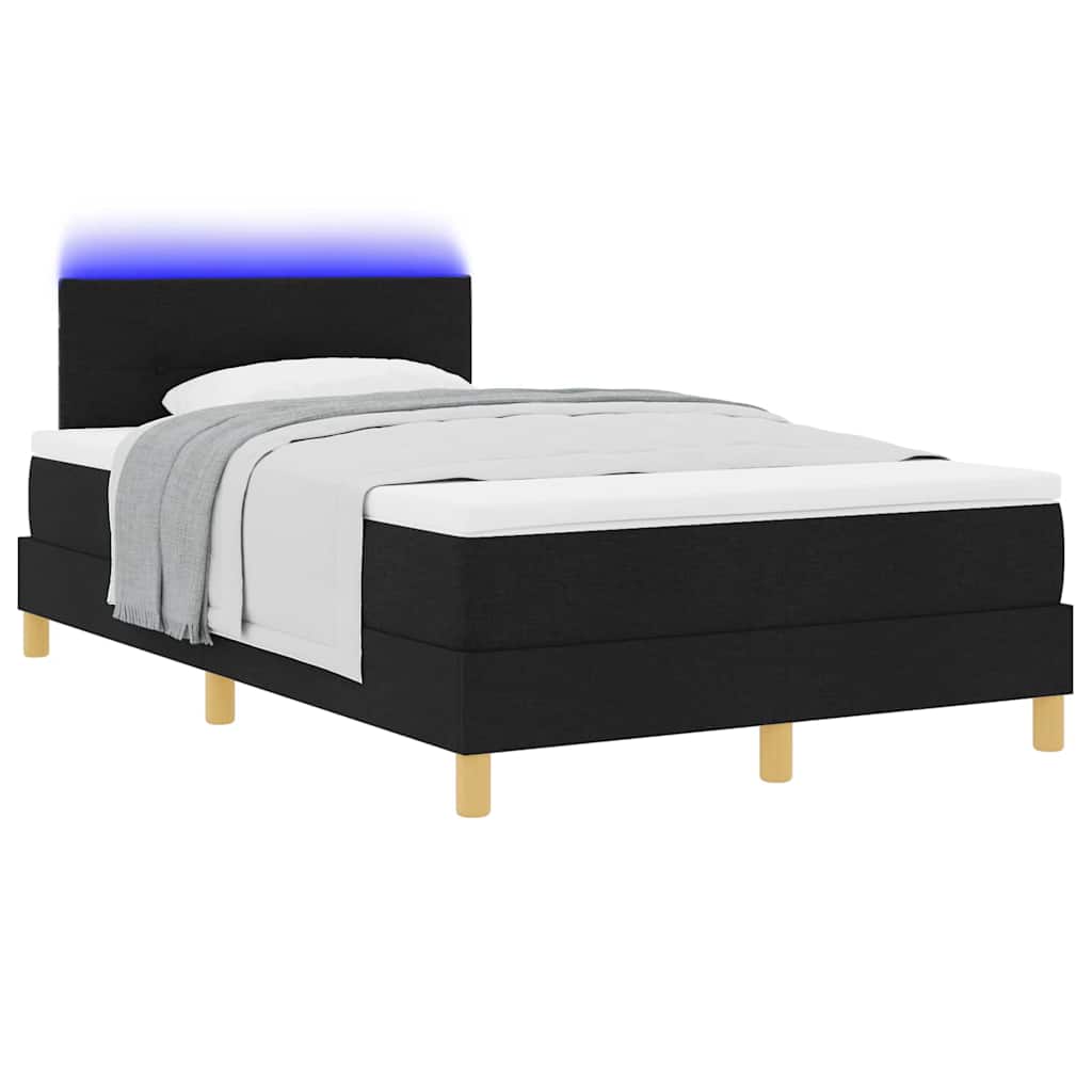 Lit à ressort LED avec matelas Noir 120 x 200 cm tissu - XIOS