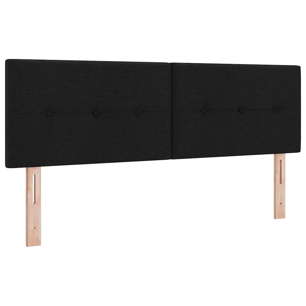 Lit à ressort LED avec bandes LED Noir 140 x 190 cm tissu