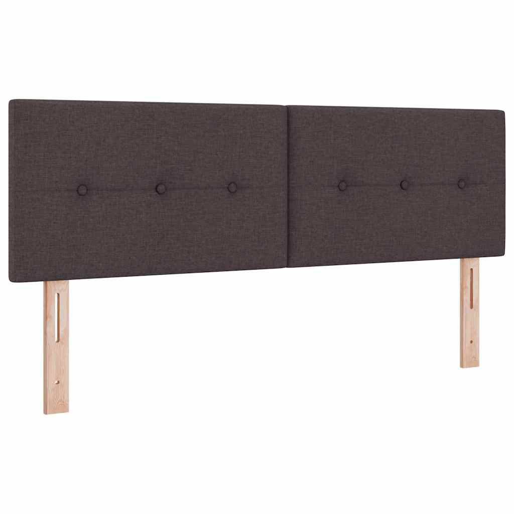 Lit à ressort LED avec matelas Marron foncé 140 x 200 cm tissu - XIOS