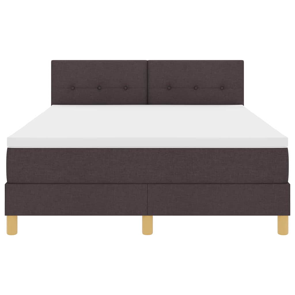 Lit à ressort LED avec matelas Marron foncé 140 x 200 cm tissu - XIOS