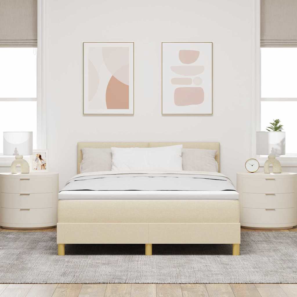 Lit à ressort LED avec bandes LED Crème 160 x 200 cm tissu - XIOS