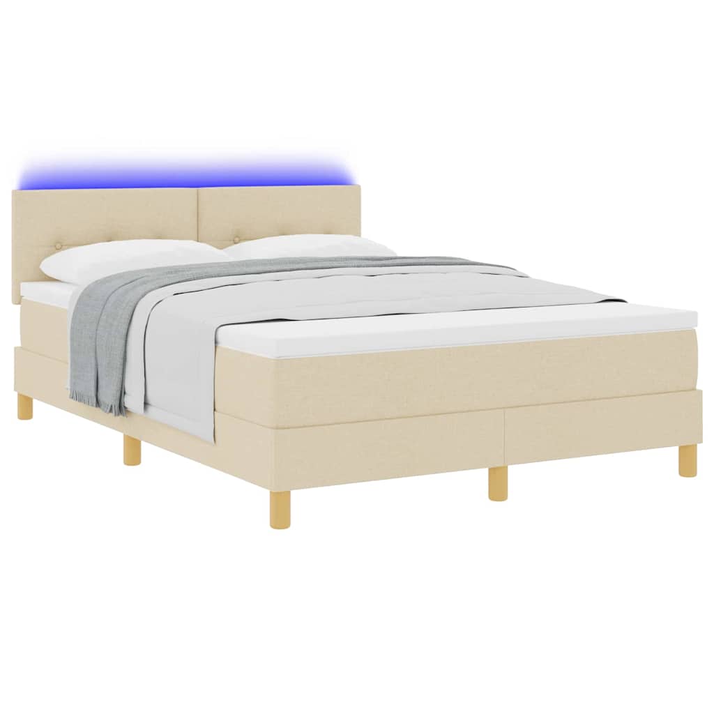 Lit à ressort LED avec bandes LED Crème 160 x 200 cm tissu - XIOS