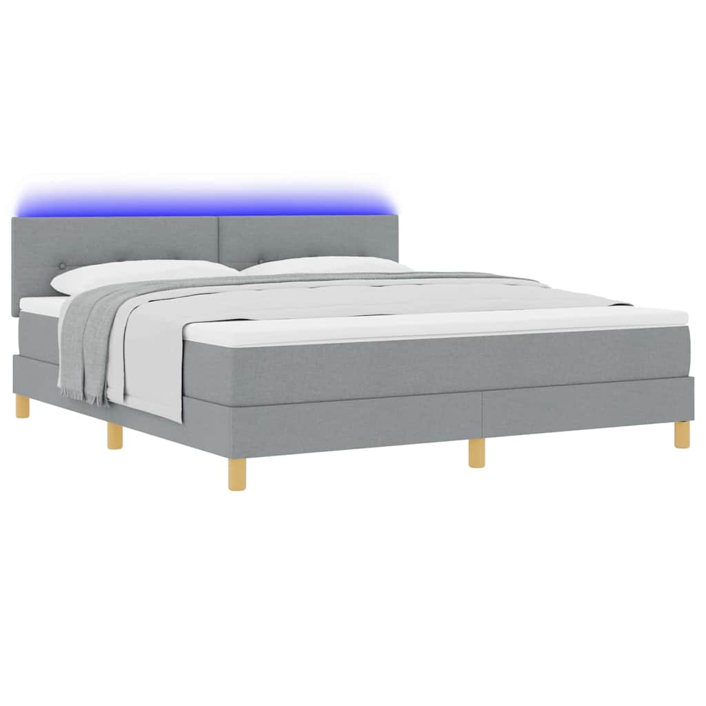 Lit à ressort LED avec bandes LED Gris clair 180 x 200 cm tissu