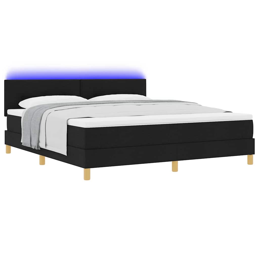 Lit à ressort LED avec bandes LED Noir 180 x 200 cm tissu - XIOS