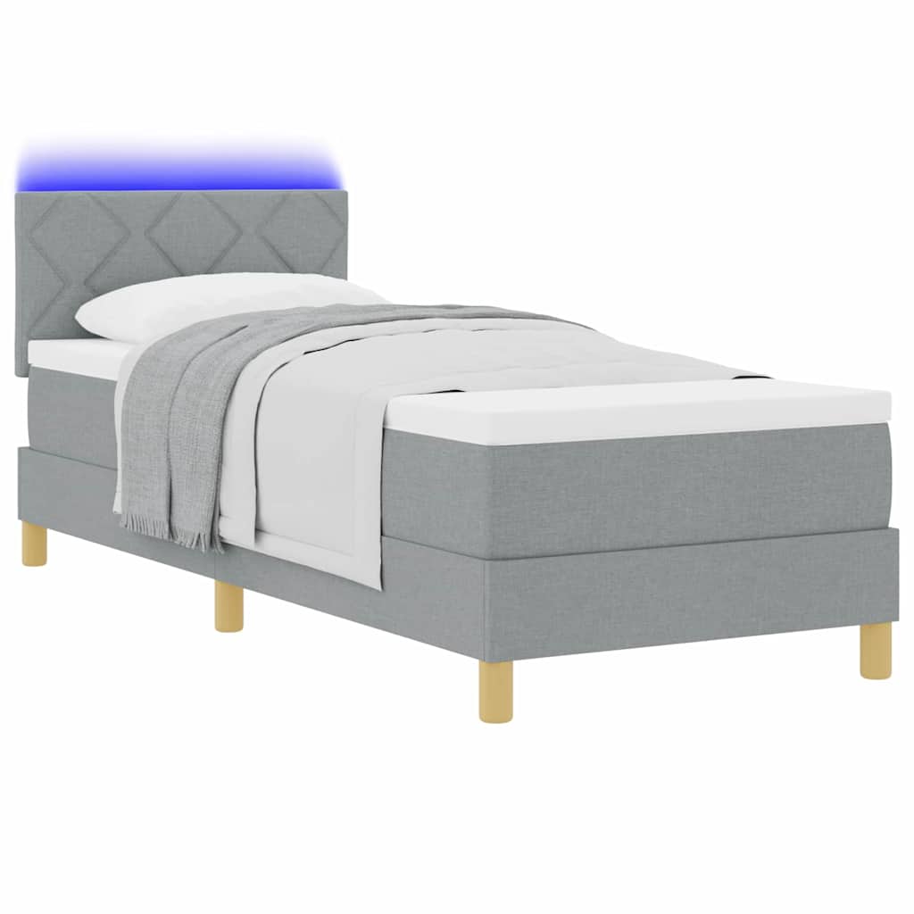Lit à ressort LED avec bandes LED Gris clair 80 x 200 cm tissu - XIOS