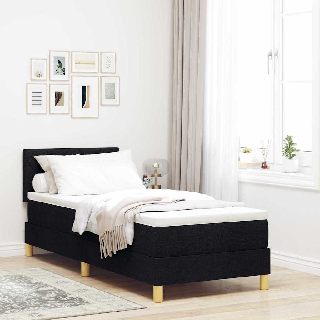Lit à ressort LED avec coussin Noir 80 x 200 cm tissu - XIOS