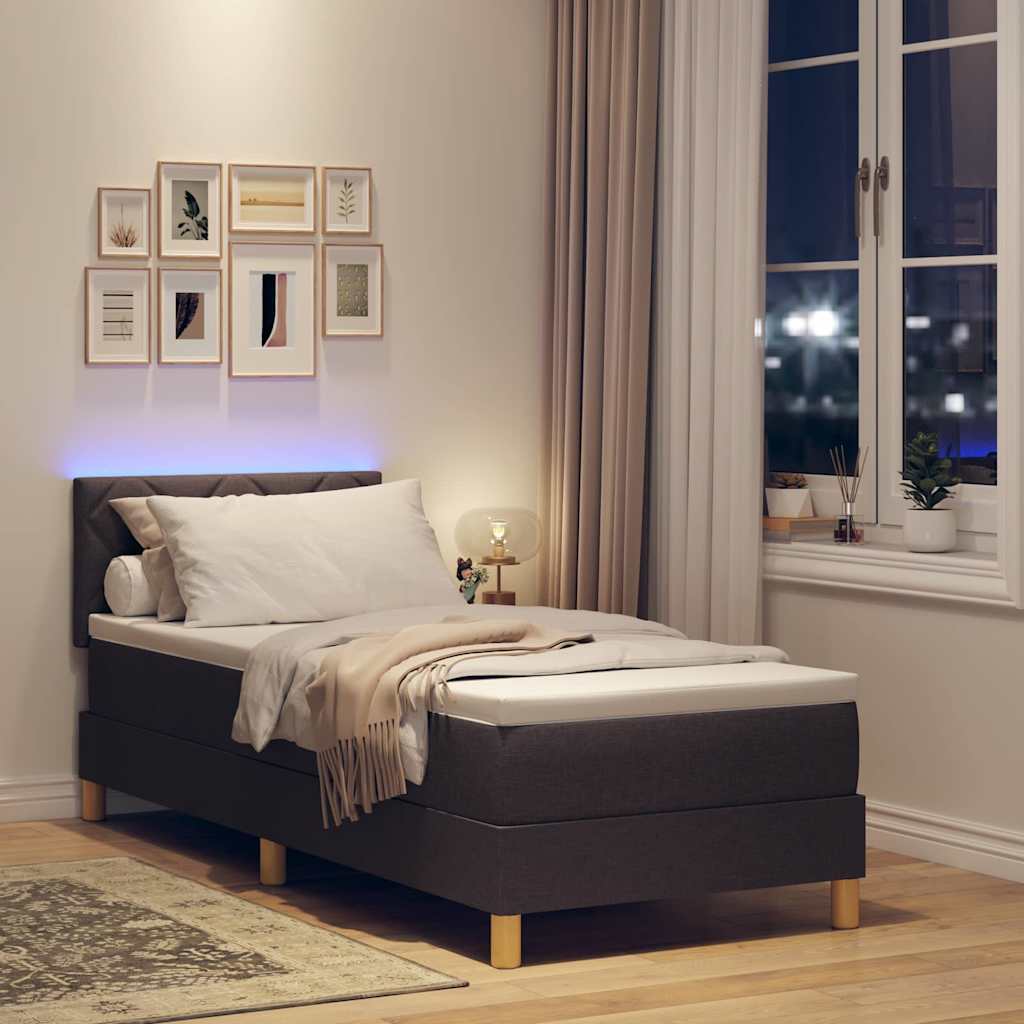 Lit à ressort LED Marron foncé 80 x 200 cm tissu - XIOS