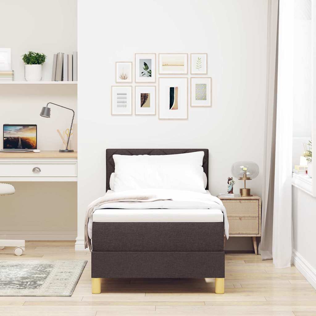 Lit à ressort LED Marron foncé 80 x 200 cm tissu - XIOS