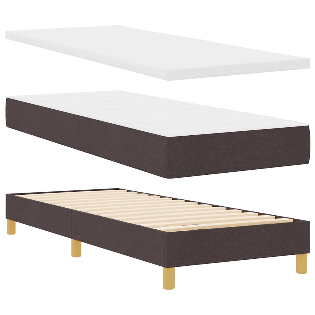 Lit à ressort LED Marron foncé 80 x 200 cm tissu - XIOS