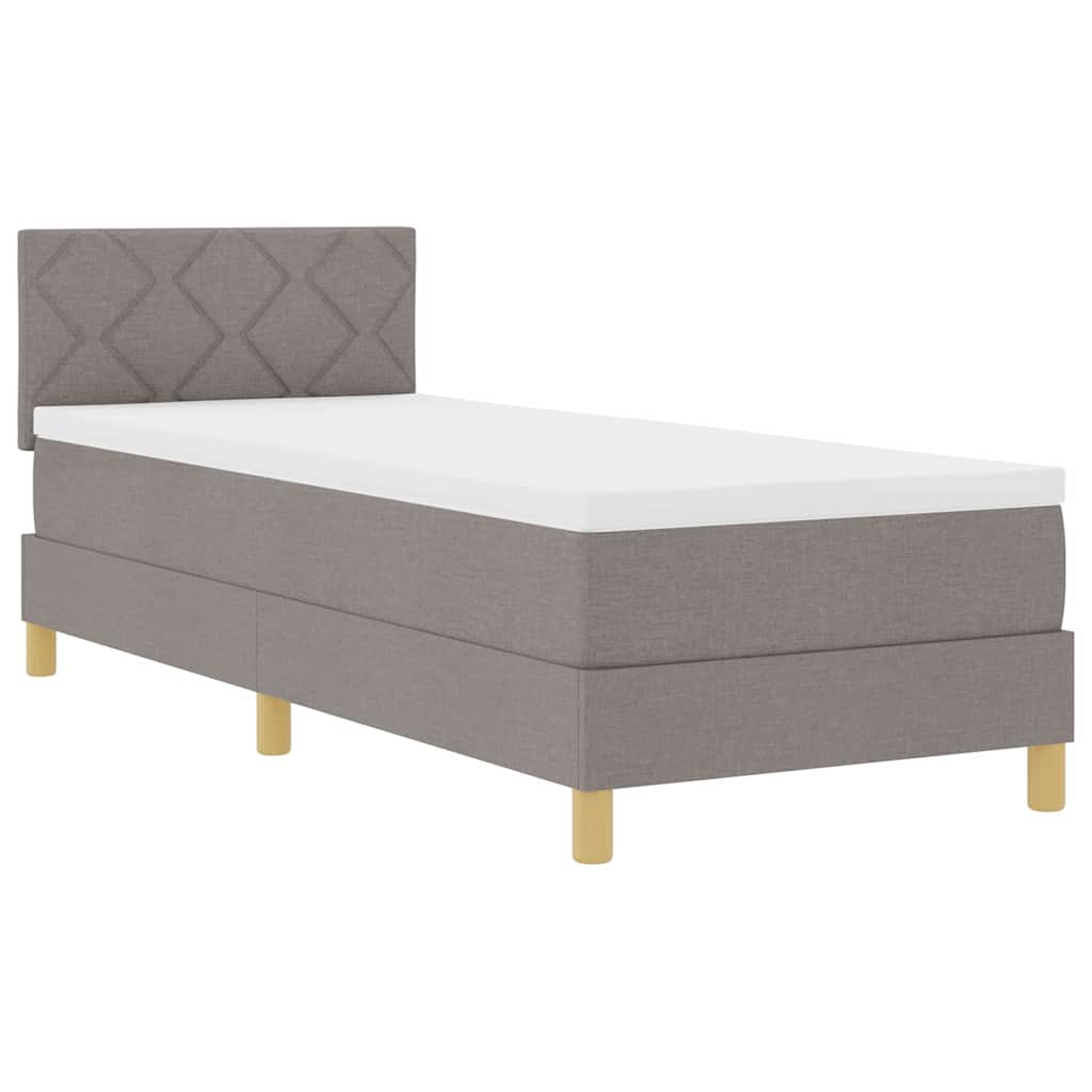 Lit à ressort LED avec tête de lit Taupe 80 x 200 cm tissu
