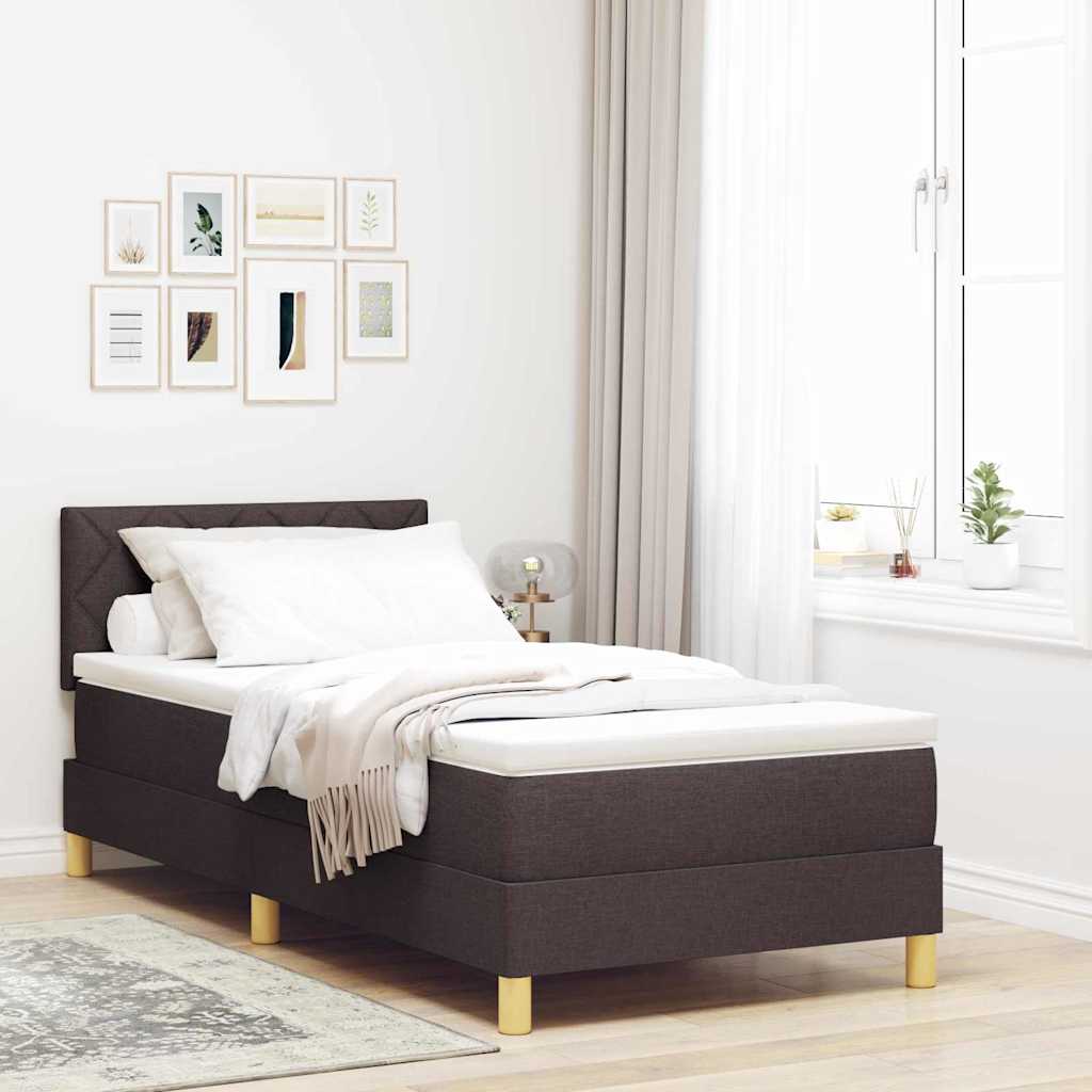 Lit à ressort LED avec matelas Marron foncé 90 x 190 cm tissu - XIOS