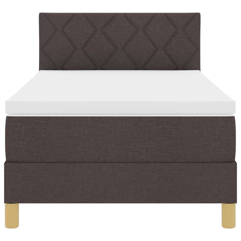 Lit à ressort LED avec matelas Marron foncé 90 x 190 cm tissu - XIOS