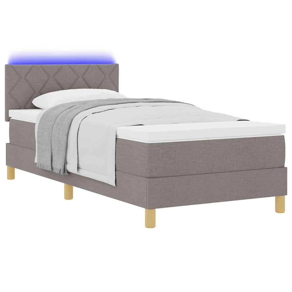 Lit à ressort LED avec bandes LED Taupe 90 x 190 cm tissu - XIOS