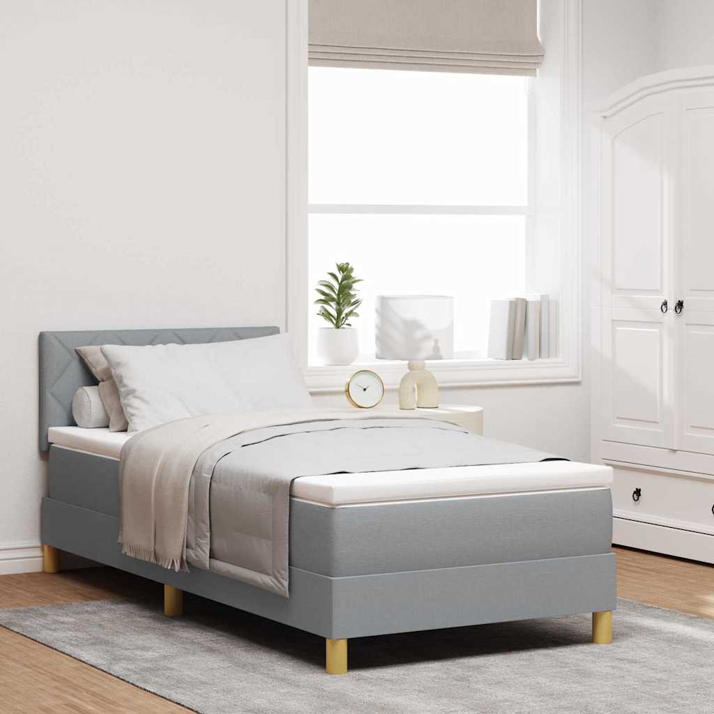 Lit à ressort LED avec bandes LED Gris clair 100 x 200 cm tissu