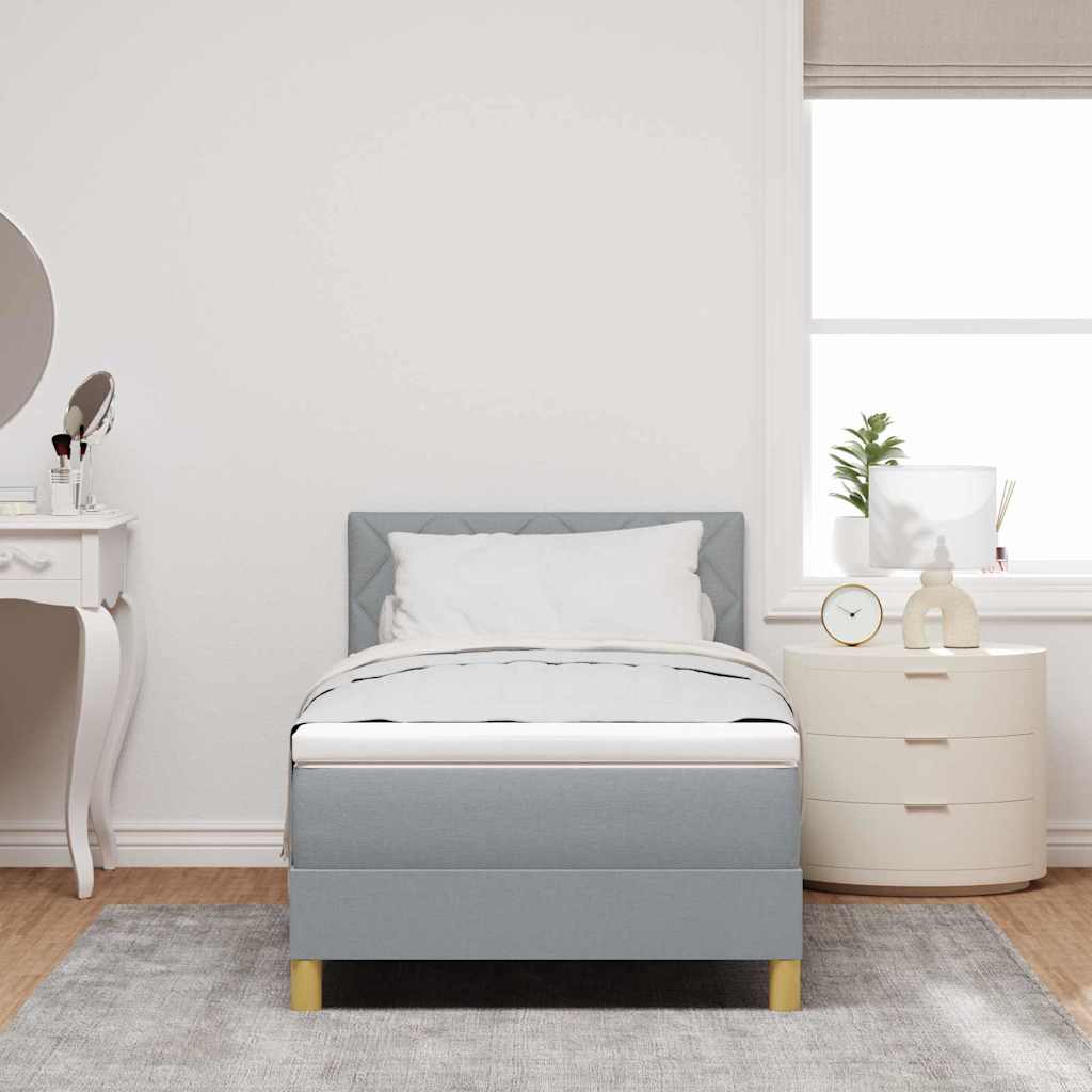 Lit à ressort LED avec bandes LED Gris clair 100 x 200 cm tissu