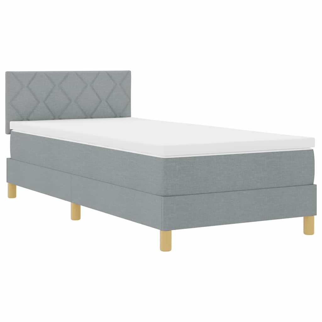 Lit à ressort LED avec bandes LED Gris clair 100 x 200 cm tissu
