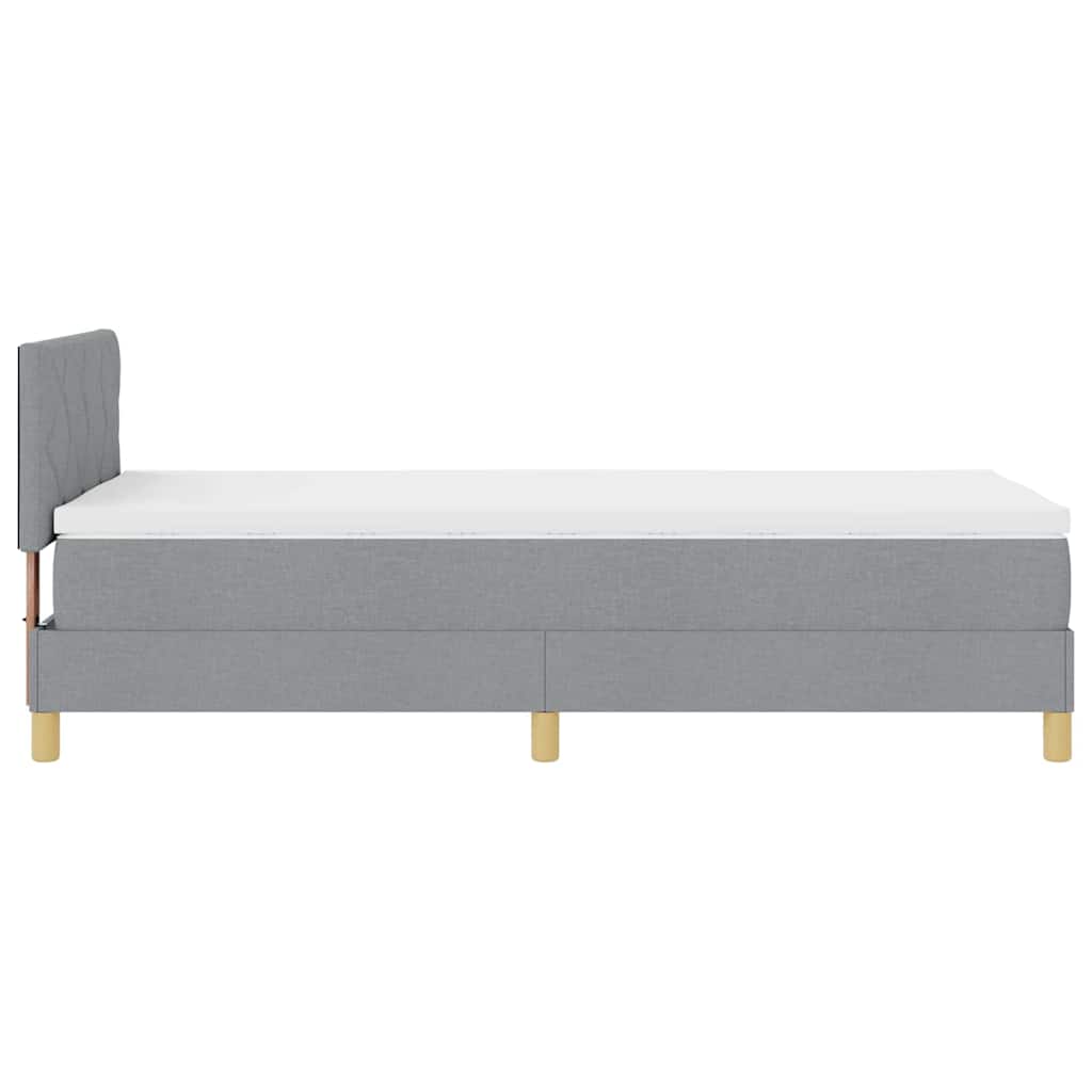Lit à ressort LED avec bandes LED Gris clair 100 x 200 cm tissu