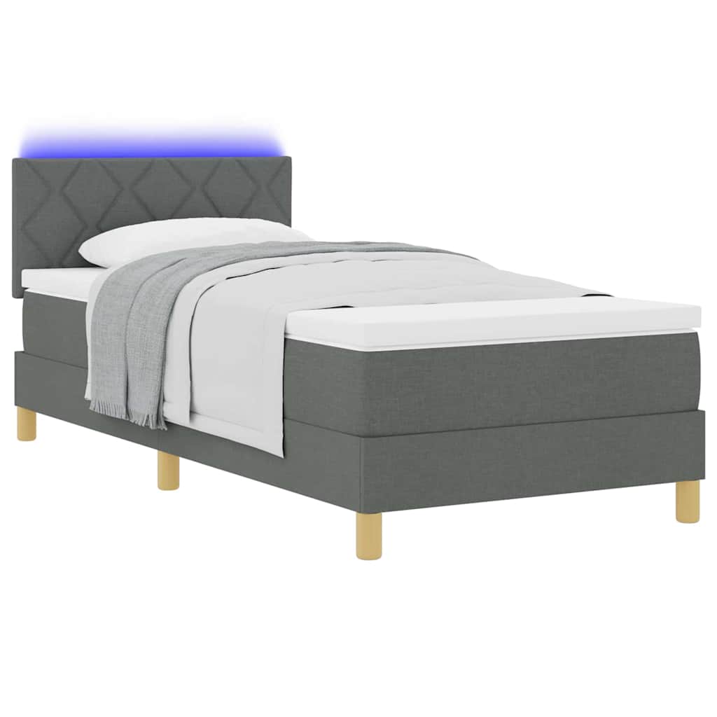 Lit à ressort LED avec bandes LED Gris foncé 100 x 200 cm tissu - XIOS