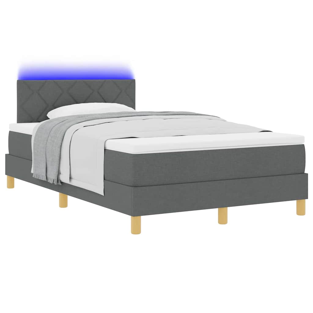 Lit à ressort LED avec bandes LED Gris foncé 120 x 190 cm tissu - XIOS