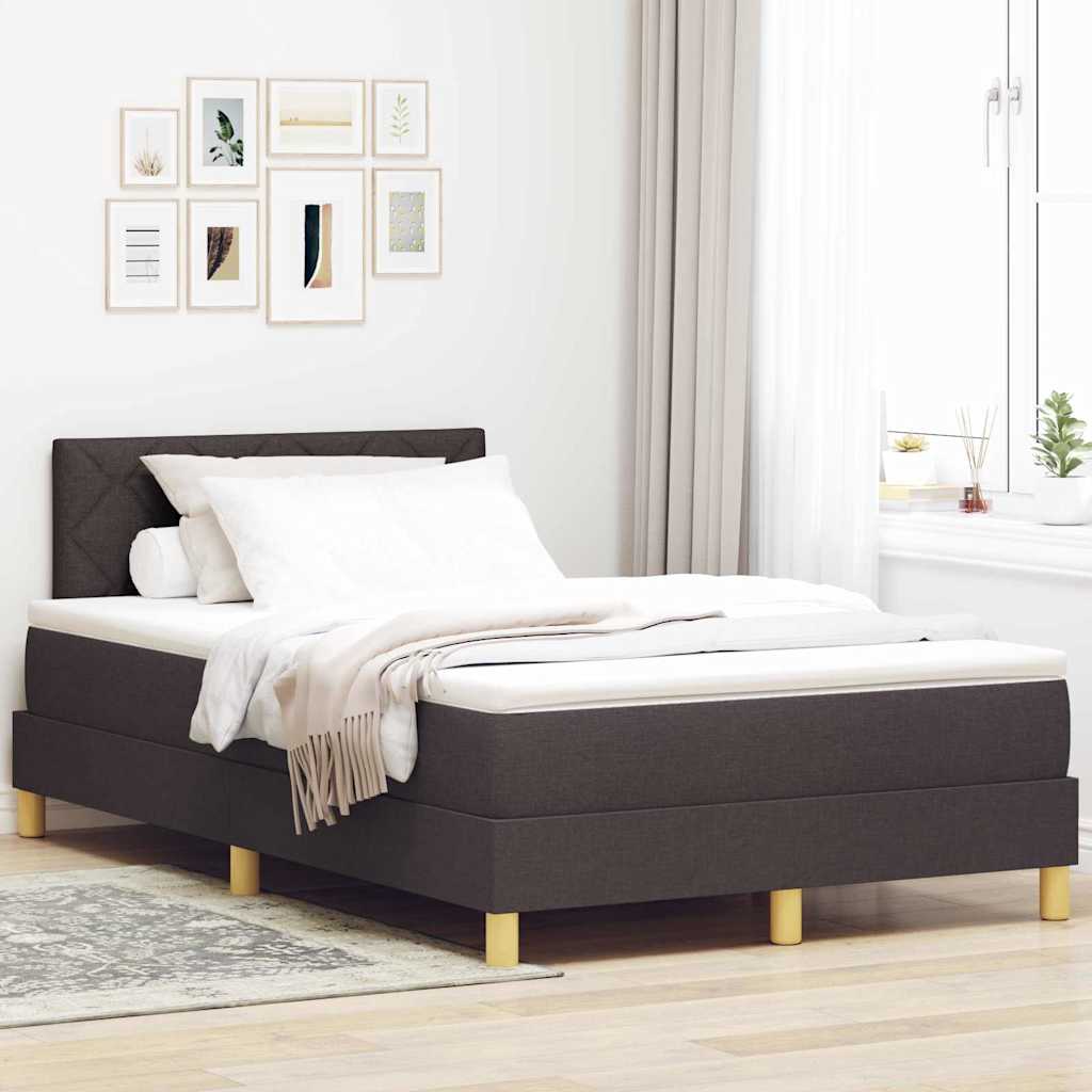 Lit à ressort LED avec matelas Marron foncé 120 x 190 cm tissu - XIOS