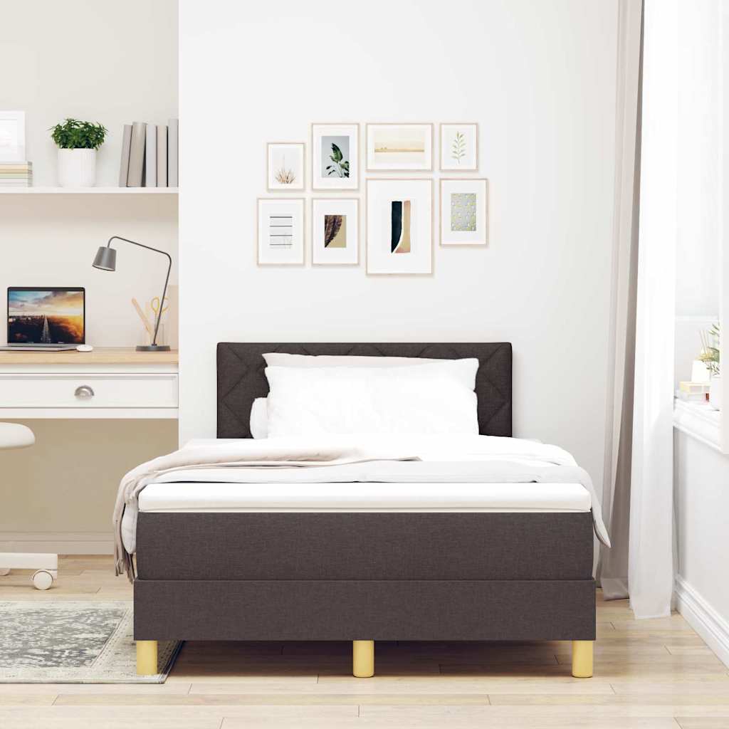 Lit à ressort LED avec matelas Marron foncé 120 x 190 cm tissu - XIOS