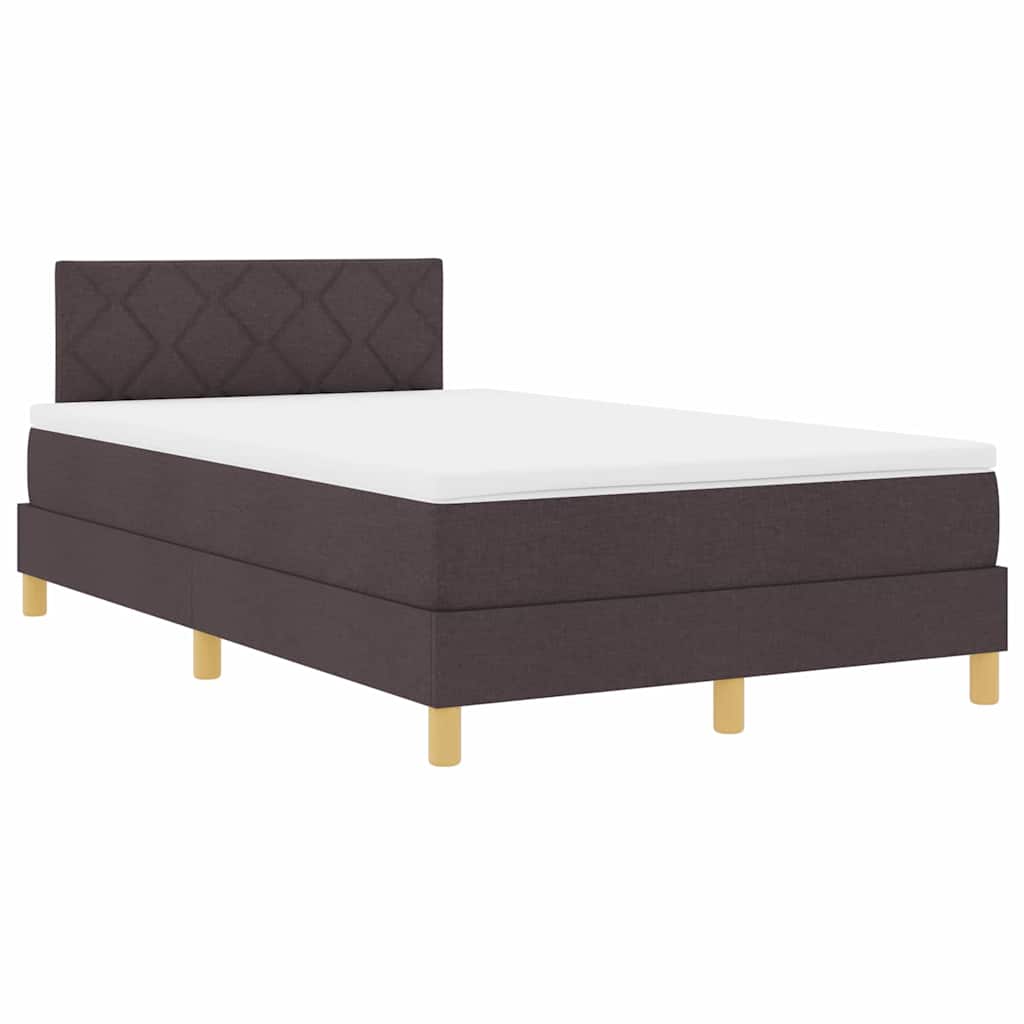 Lit à ressort LED avec matelas Marron foncé 120 x 190 cm tissu - XIOS