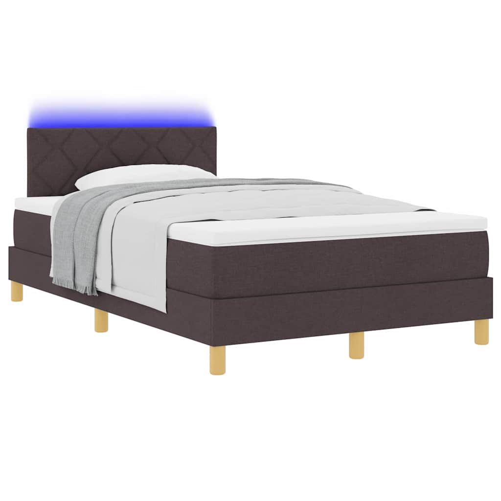 Lit à ressort LED avec matelas Marron foncé 120 x 190 cm tissu - XIOS