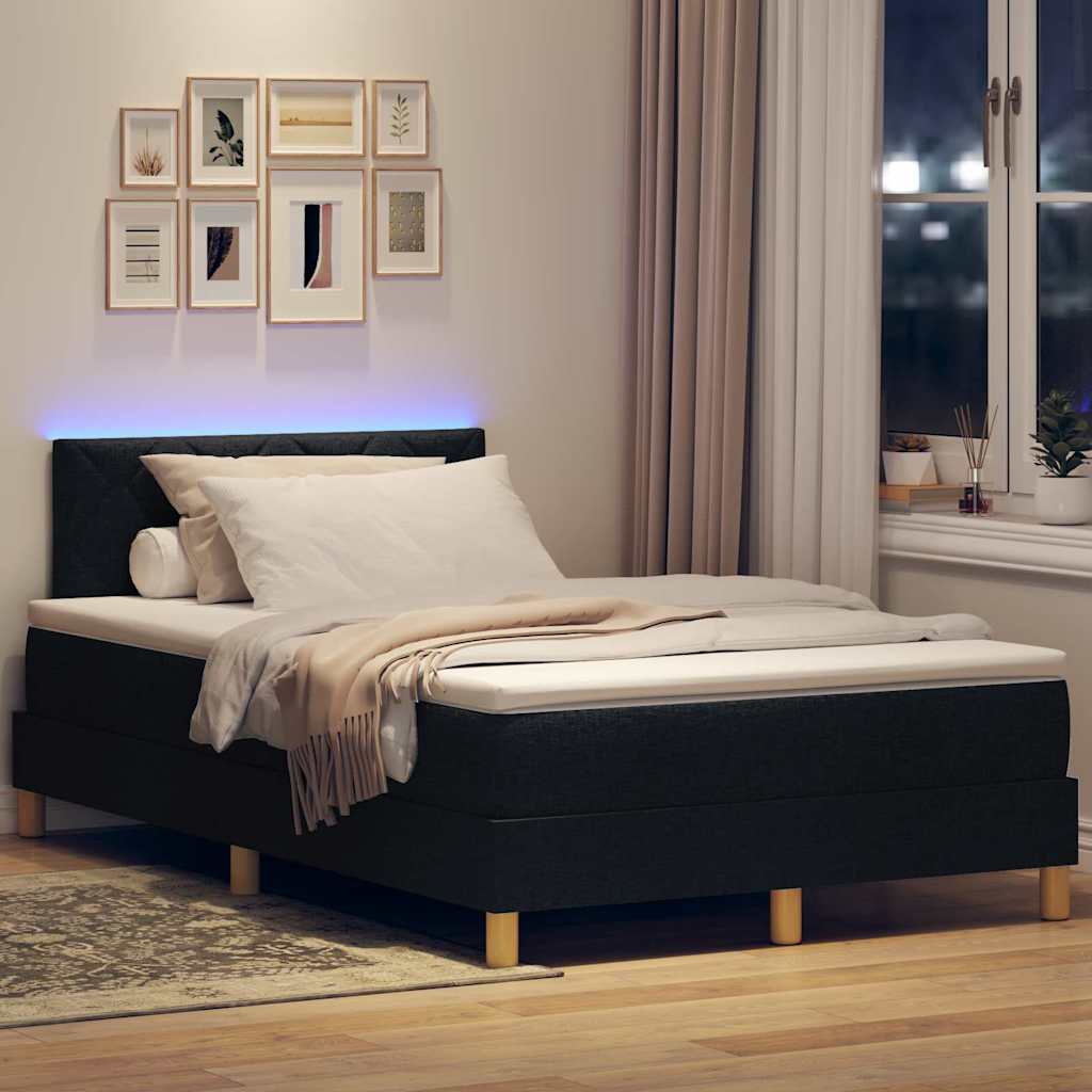 Lit à ressort LED avec bandes LED Noir 120 x 200 cm tissu - XIOS