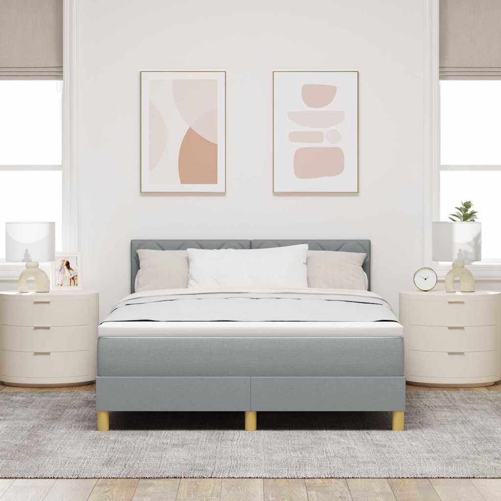 Lit à ressort LED avec bandes LED Gris clair 140 x 190 cm tissu