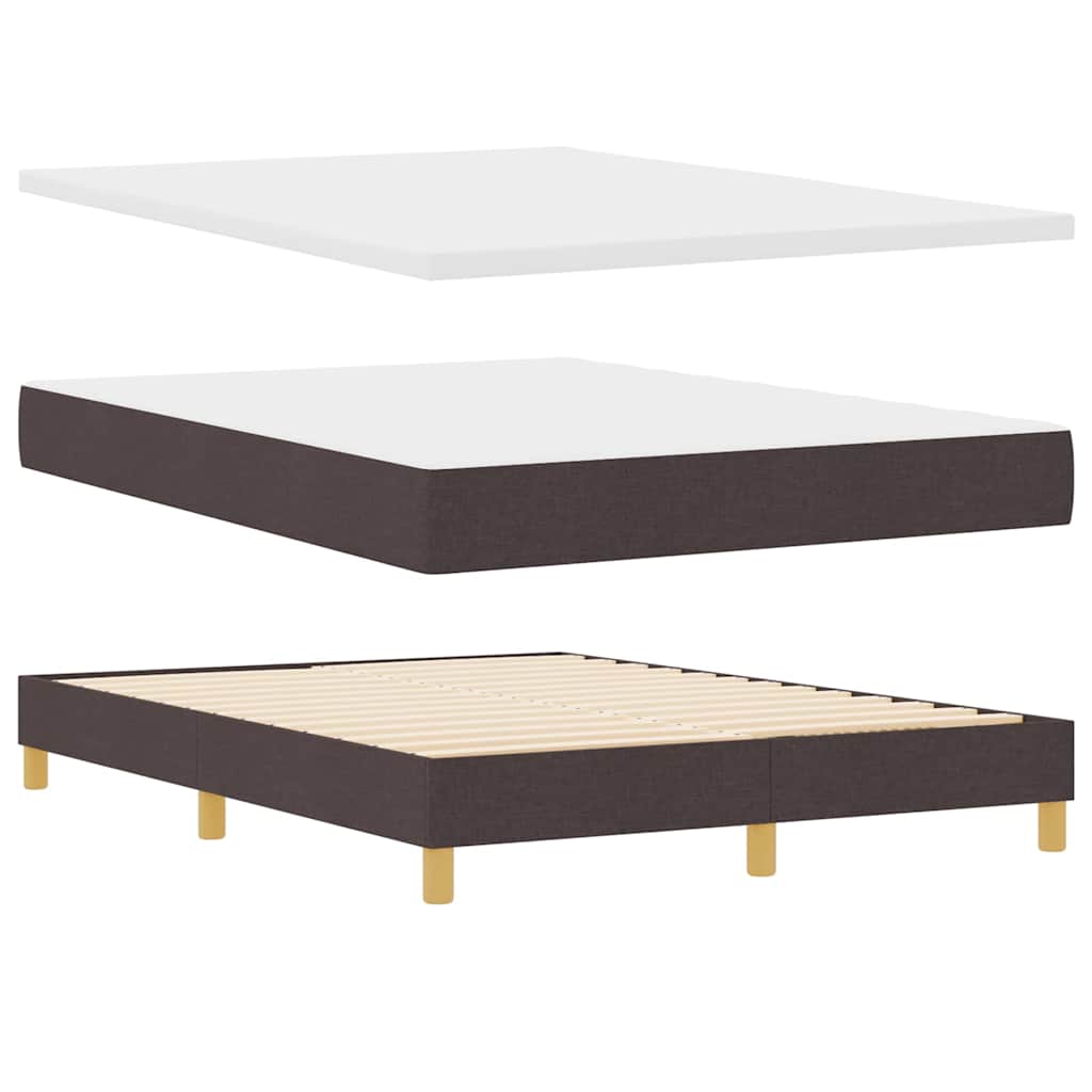 Lit à ressort LED Marron foncé 140 x 190 cm tissu