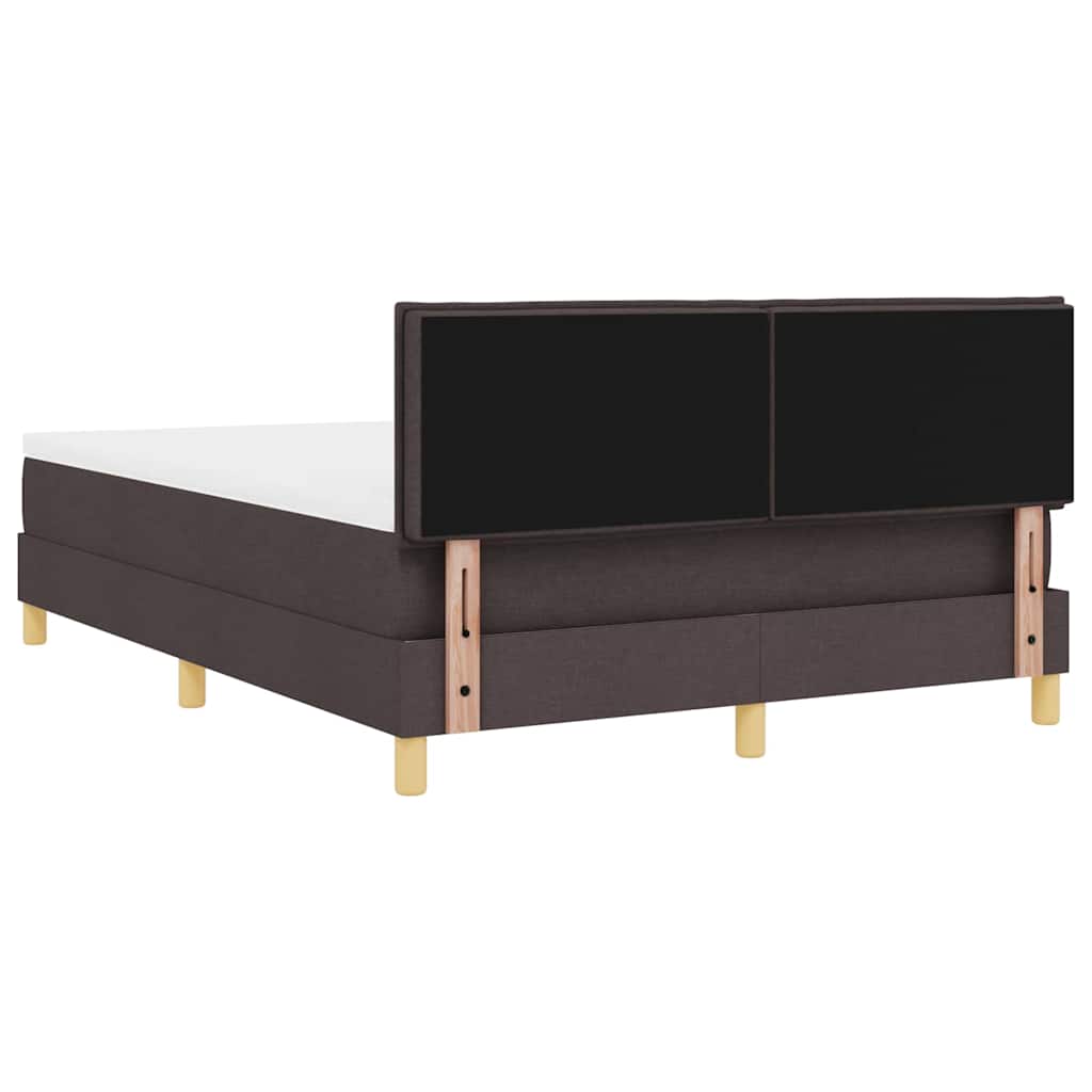 Lit à ressort LED Marron foncé 140 x 190 cm tissu