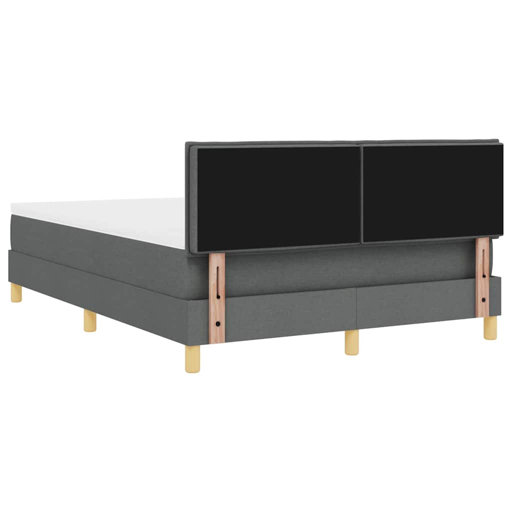 Lit à ressort LED avec bandes LED Gris foncé 140 x 200 cm tissu