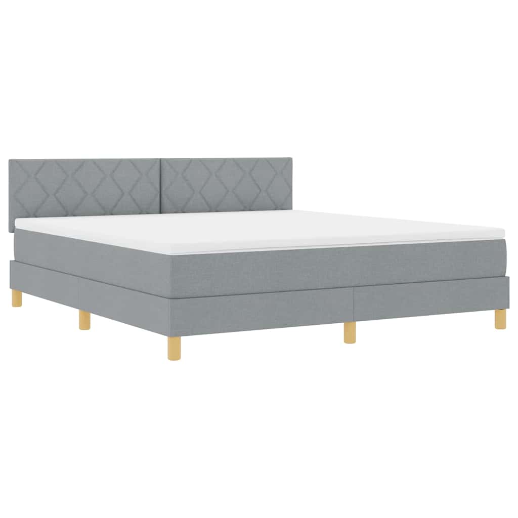 Lit à ressort LED avec bandes LED Gris clair 180 x 200 cm tissu