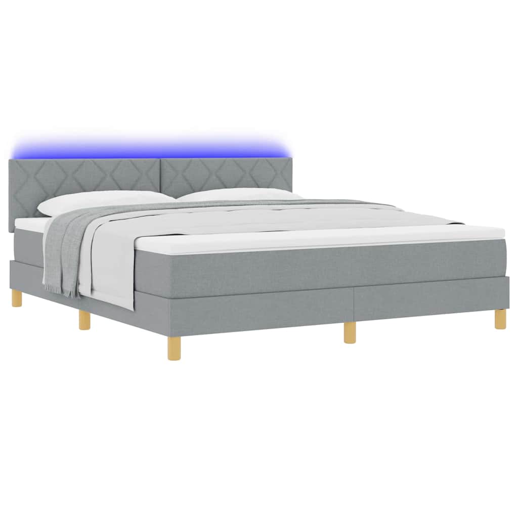 Lit à ressort LED avec bandes LED Gris clair 180 x 200 cm tissu