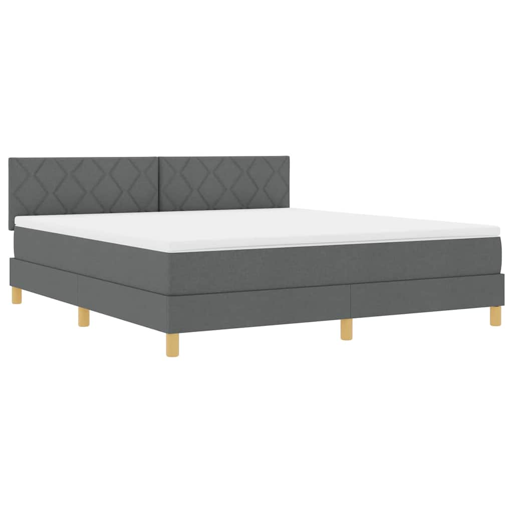 Lit à ressort LED avec bandes LED Gris foncé 180 x 200 cm tissu