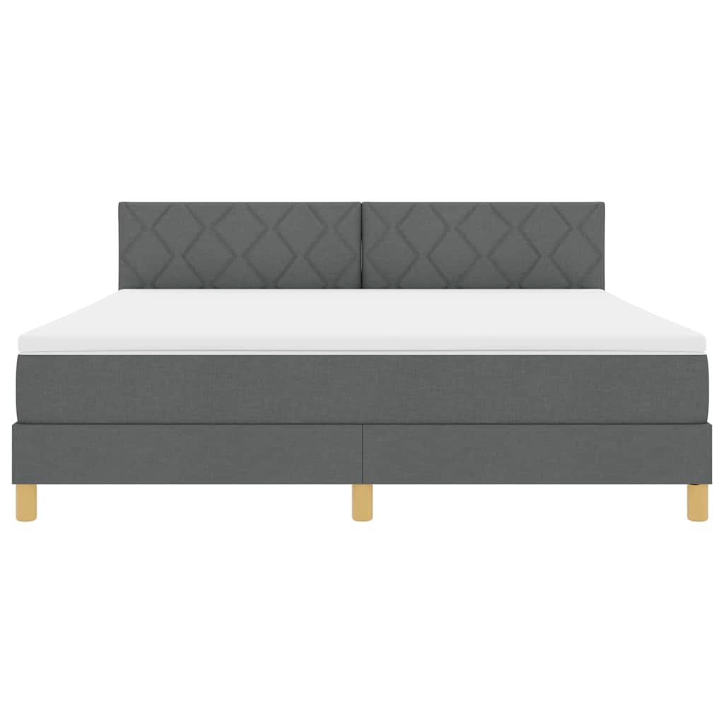 Lit à ressort LED avec bandes LED Gris foncé 180 x 200 cm tissu