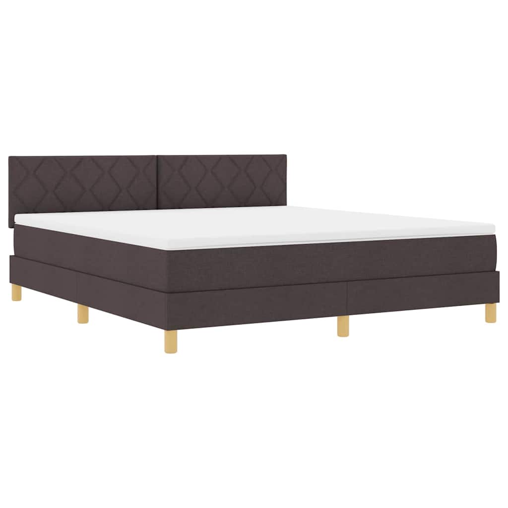 Lit à ressort LED Marron foncé 180 x 200 cm tissu