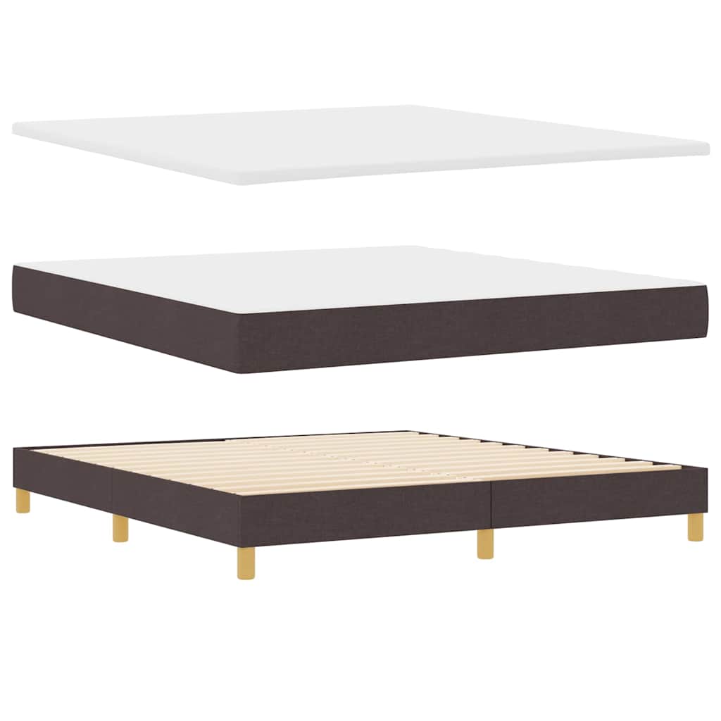 Lit à ressort LED Marron foncé 180 x 200 cm tissu