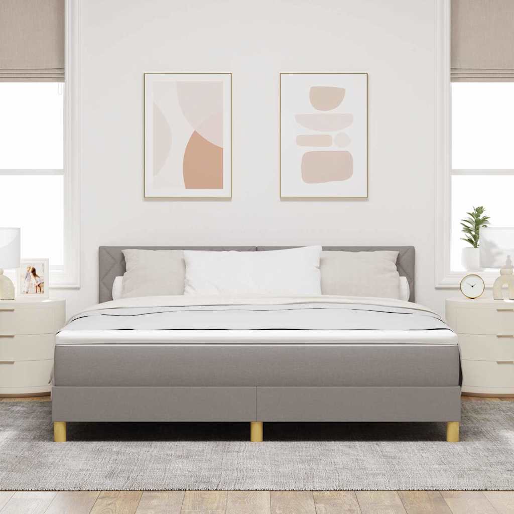 Lit à ressort LED avec tête de lit Taupe 180 x 200 cm tissu