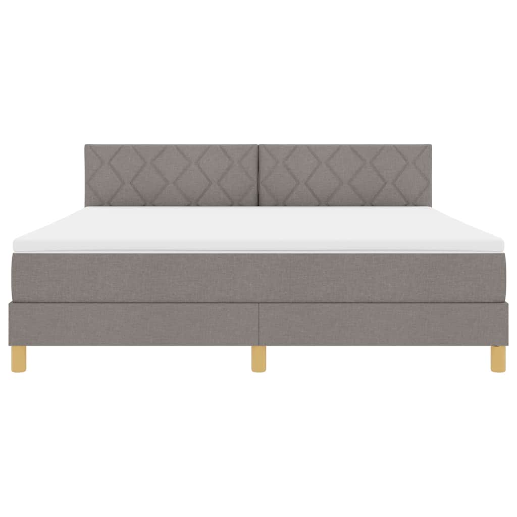 Lit à ressort LED avec tête de lit Taupe 180 x 200 cm tissu