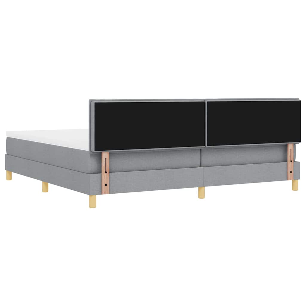 Lit à ressort LED avec bandes LED Gris clair 200 x 200 cm tissu - XIOS
