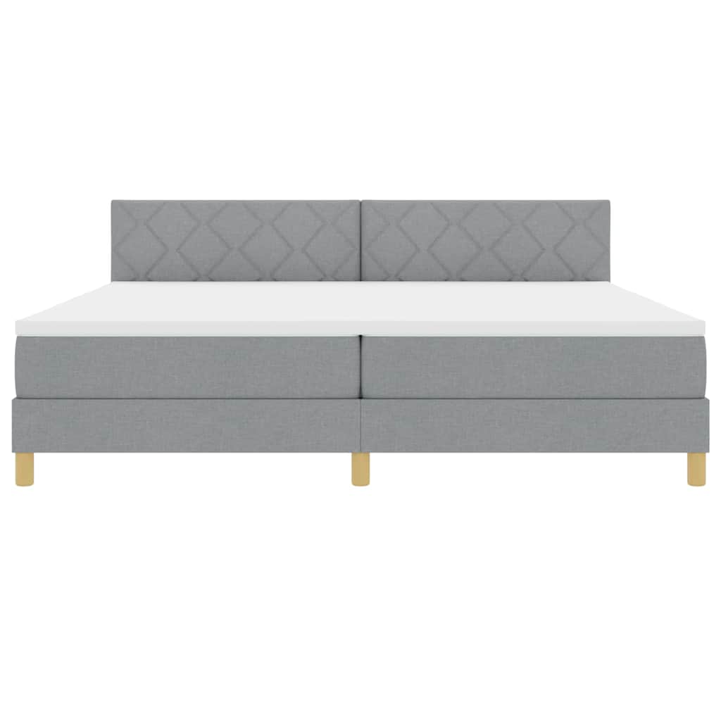 Lit à ressort LED avec matelas Gris clair 200 x 200 cm tissu - XIOS