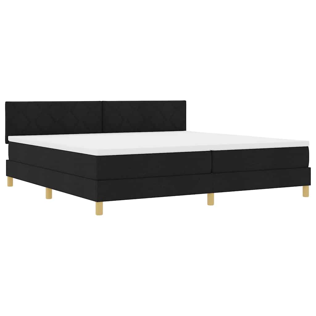 Lit à ressort LED avec bandes LED Noir 200 x 200 cm tissu