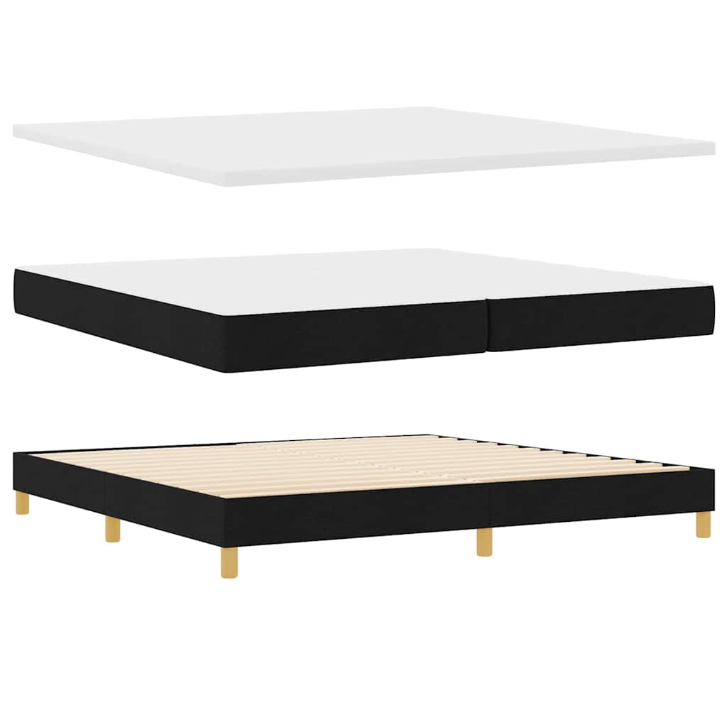 Lit à ressort LED avec bandes LED Noir 200 x 200 cm tissu