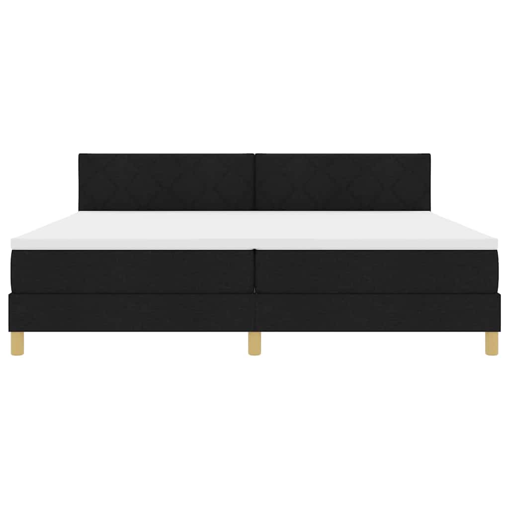 Lit à ressort LED avec bandes LED Noir 200 x 200 cm tissu
