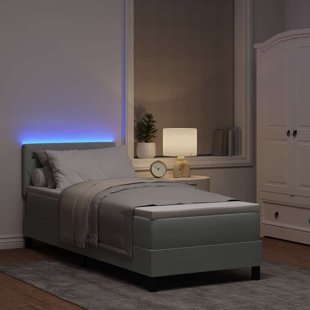 Lit à ressort LED avec matelas Gris clair 80 x 200 cm Velours - XIOS