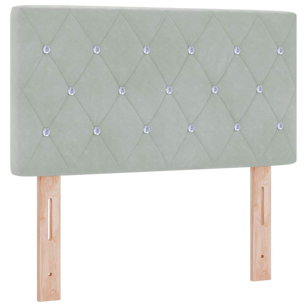 Lit à ressort LED avec matelas Gris clair 80 x 200 cm Velours - XIOS