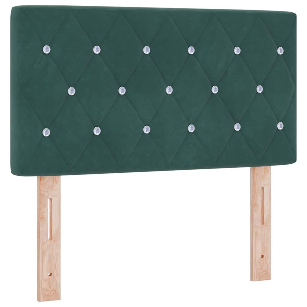 Lit à ressort LED avec matelas Vert foncé 80 x 200 cm Velours - XIOS